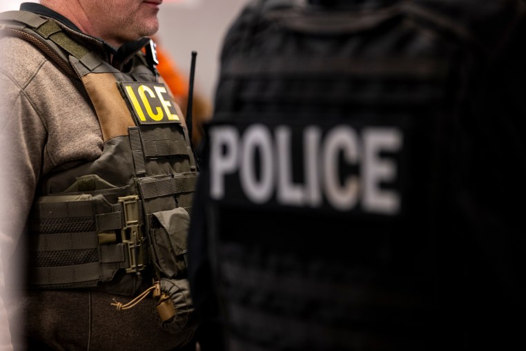 US Immigration and Customs Enforcement (ICE) agents in Chicago, Ill. on Sunday, Jan. 26, 2025.