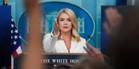 White House press secretary Karoline Leavitt speaks with reporters 