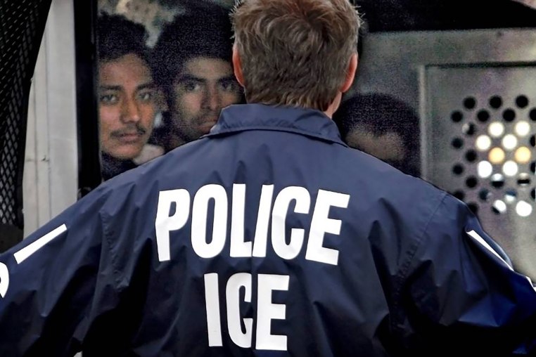 Immigration and Customs Enforcement talks to a group of undocumented immigrants detained in Kansas on March 18, 2025.
