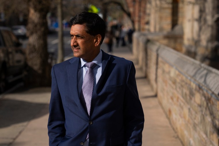 Rep. Ro Khanna walks through the Yale University Campus 