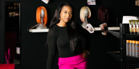 Chasity Monroe inside Pink Noire, her hair and beauty supply store in Memphis, Tenn., on April 16, 2025.