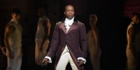 Actor Leslie Odom, Jr. performs on stage during "Hamilton" GRAMMY performance for The 58th GRAMMY Awards at Richard Rodgers Theater on February 15, 2016 in New York City.