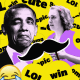 Photo illustration of Barack Obama and Hannah Horvath (character from HBO Girls) surrounded by stickers that read "LOL" and "omg" and "cute" and "win" 